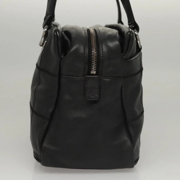 CHANEL Choco Bar Line Shoulder Bag Calf Skin Black CC Auth 117397 - Picture 4 of 15